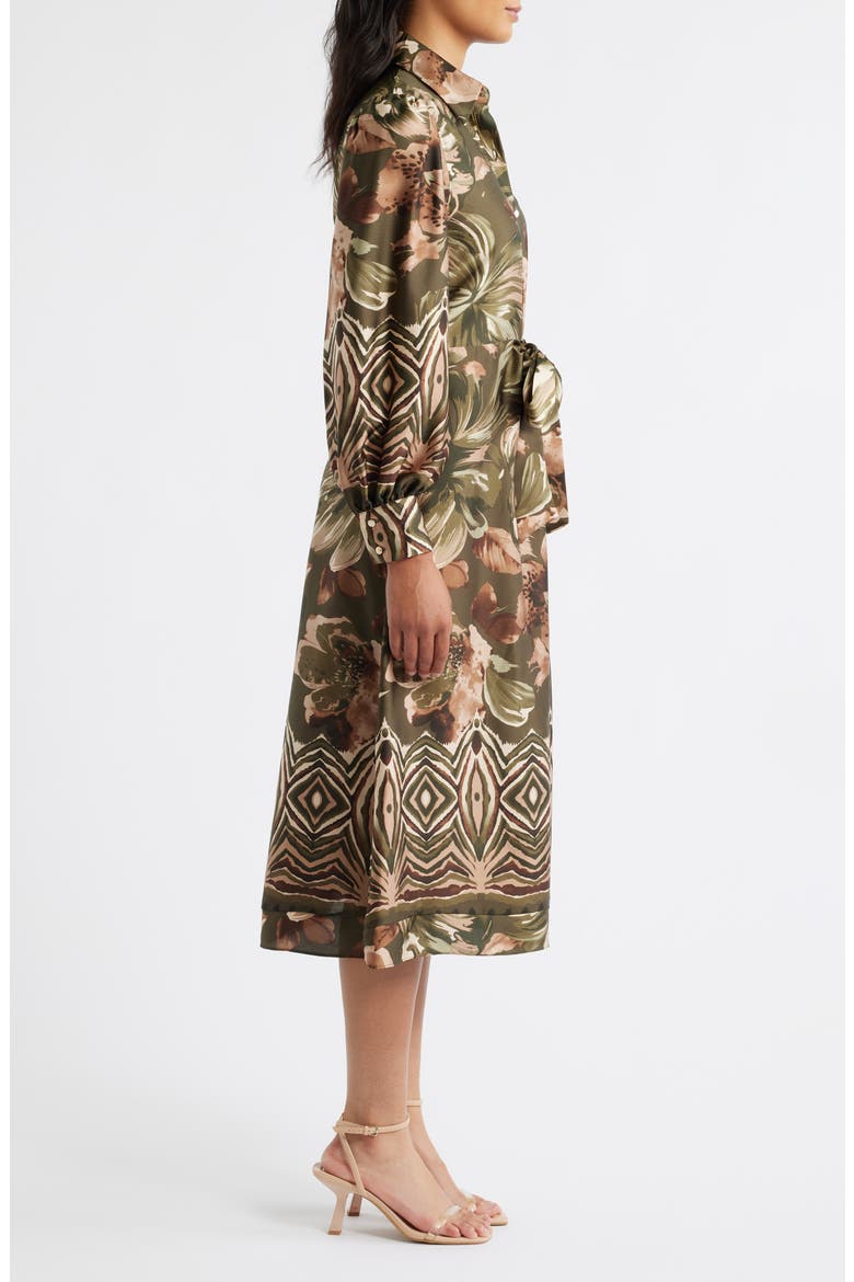 Print Long Sleeve Shirtdress, Alternate, color, GREEN MULTI
