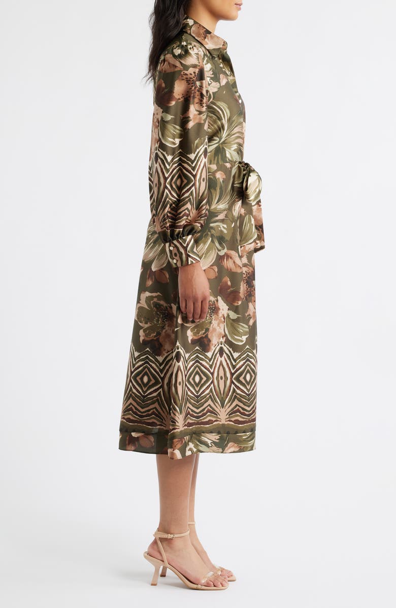 Julia Jordan Print Long Sleeve Shirtdress, Alternate, color, Green Multi