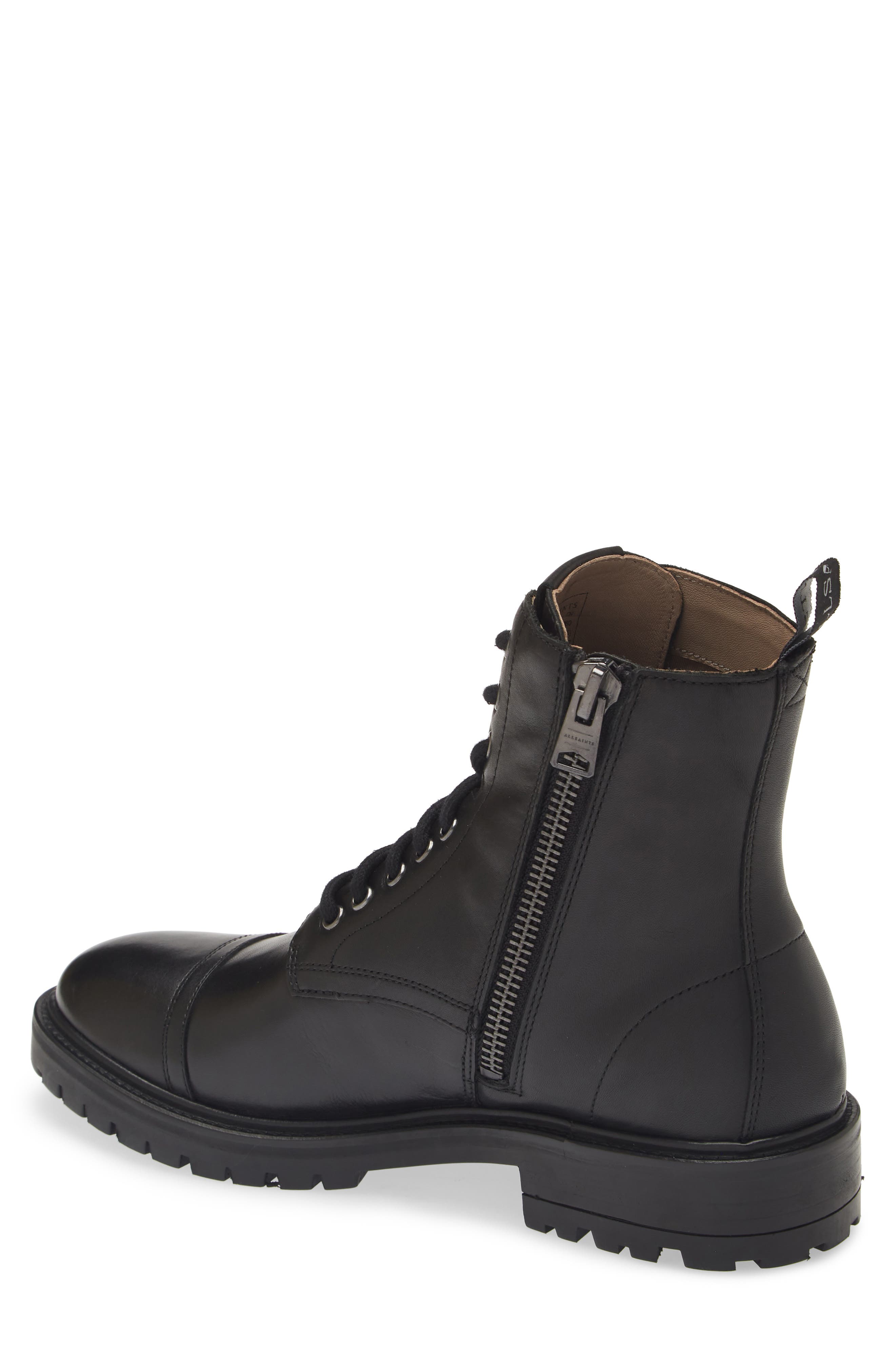 AllSaints Piero Cap Toe Combat Boot, Alternate, color, Black