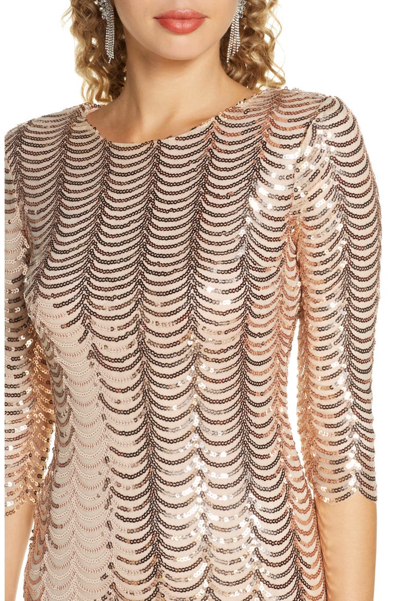 Stardust Sequin Body-Con Minidress, Alternate, color, GOLD