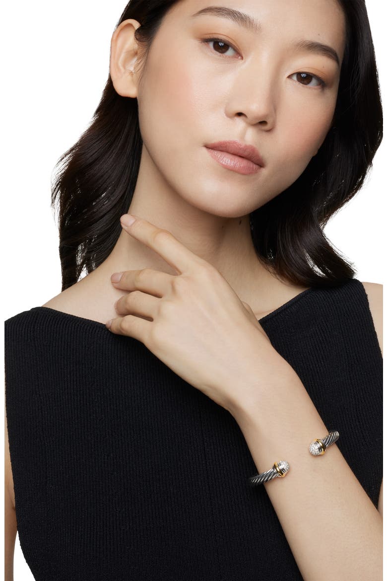 Cable Classics Bracelet with Diamonds and 18K Gold, 7mm, Alternate, color, SILVER WITH 18K GOLD/DIAMOND