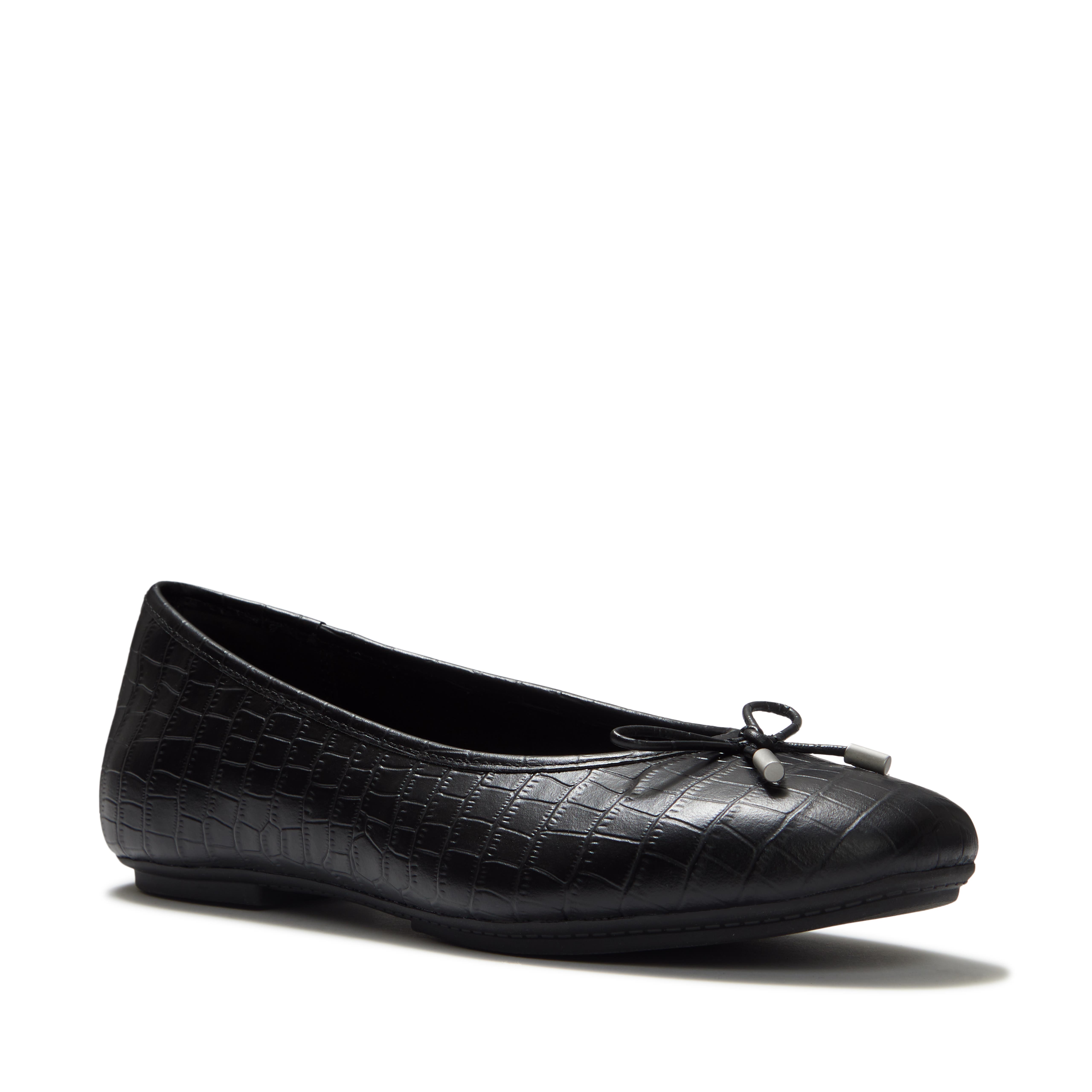 Delicato Crocodile Ballerinas Flats, Main, color, All Black