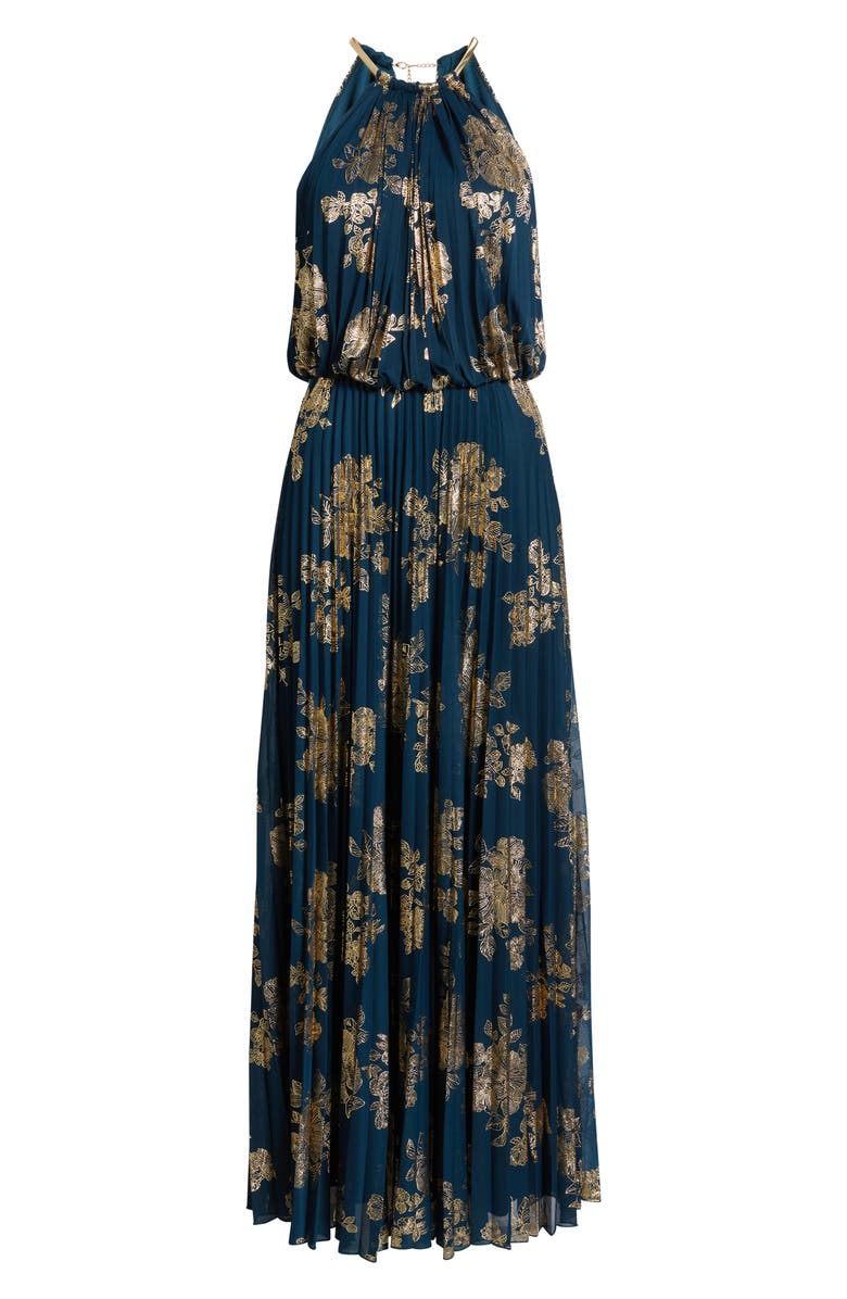 Halogen<sup>®</sup> Pleated High Neck Maxi Dress, Alternate, color, Dark Forest