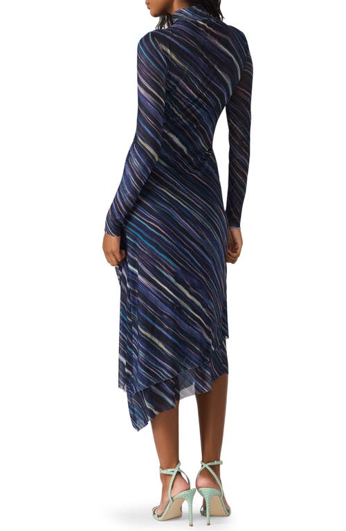 Steve Madden Blare Stripe Long Sleeve Mesh Midi Dress In Blue