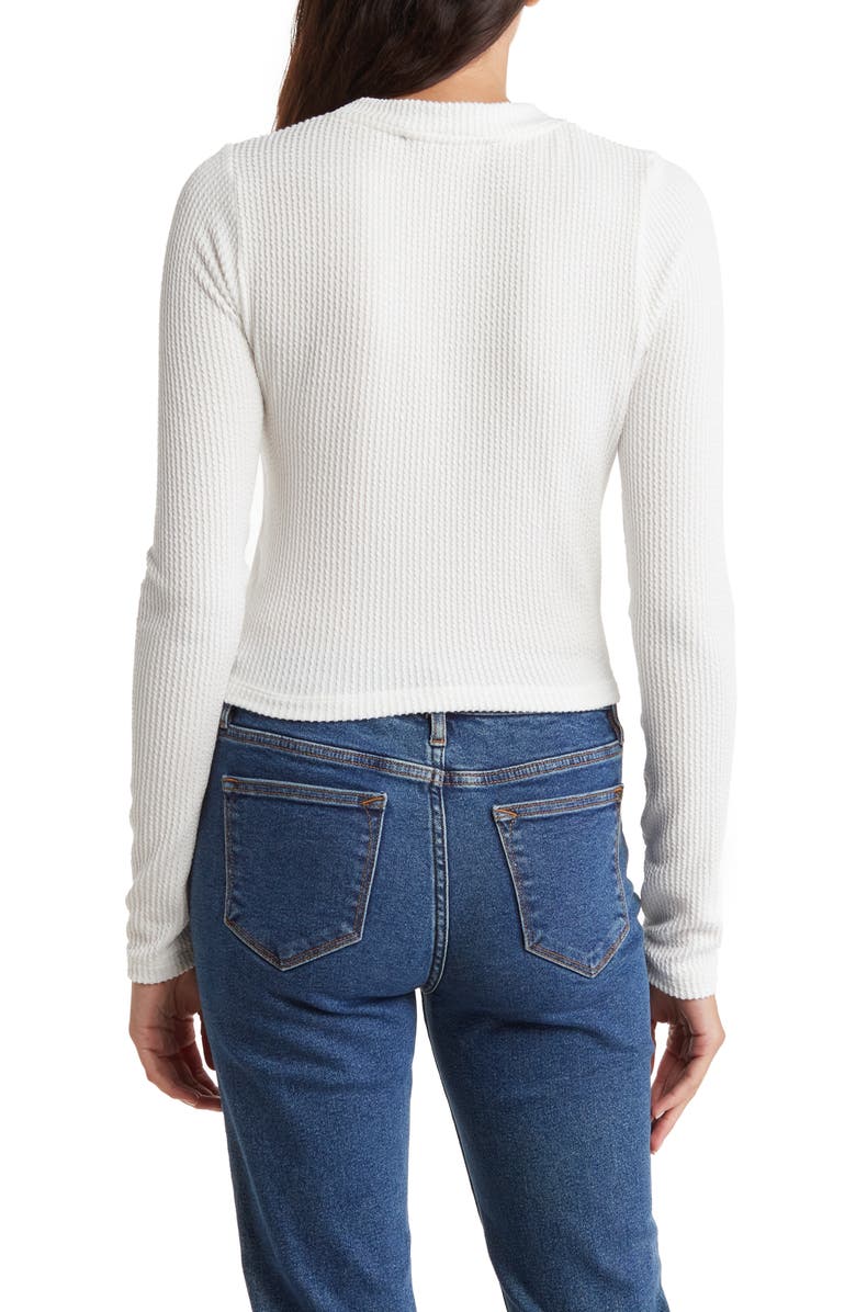 Renee C Long Sleeve Ribbed Crop Top, Alternate, color, Ivory