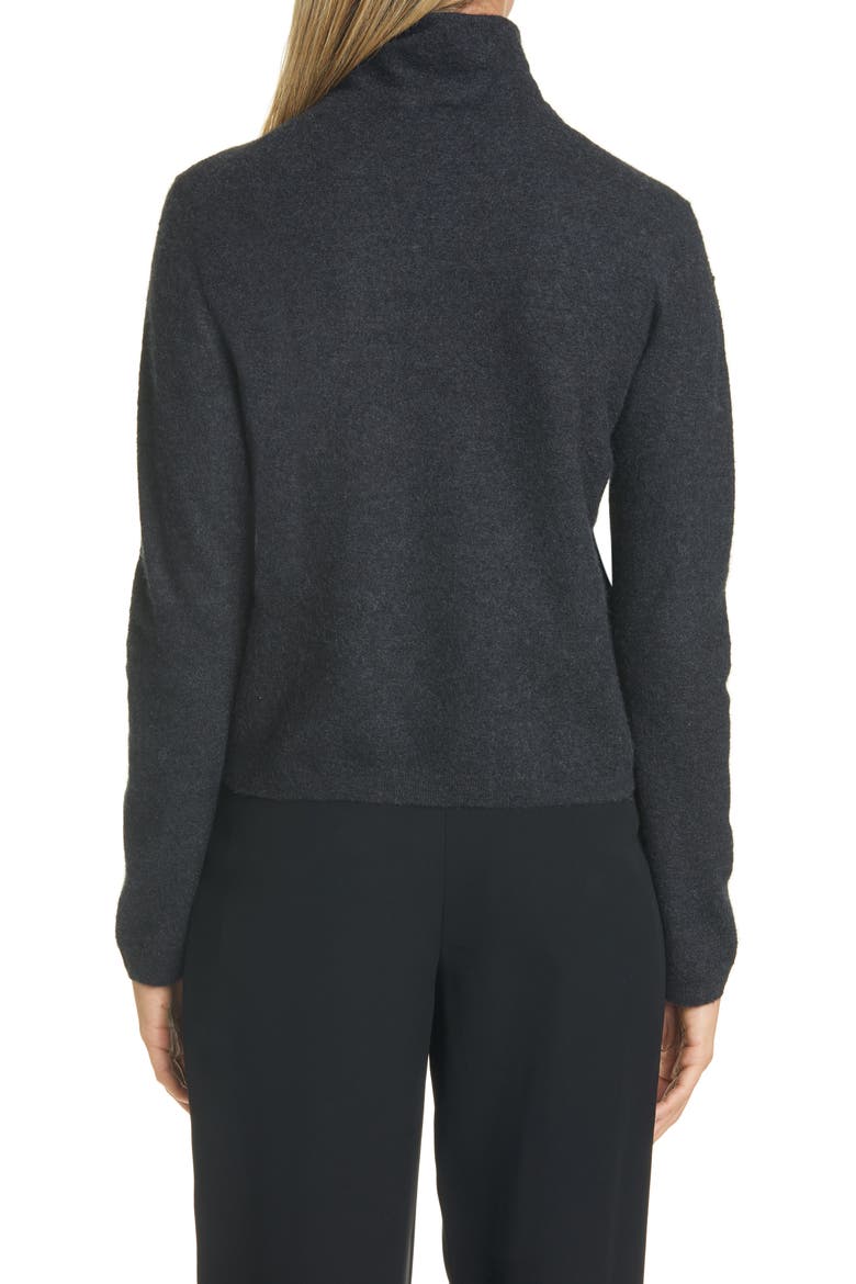 Cashmere Crop Turtleneck Sweater, Alternate, color, HEATHER CHARCOAL