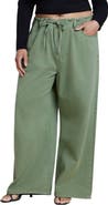 ELOQUII Drawstring Waist Lightweight Wide Leg Jean