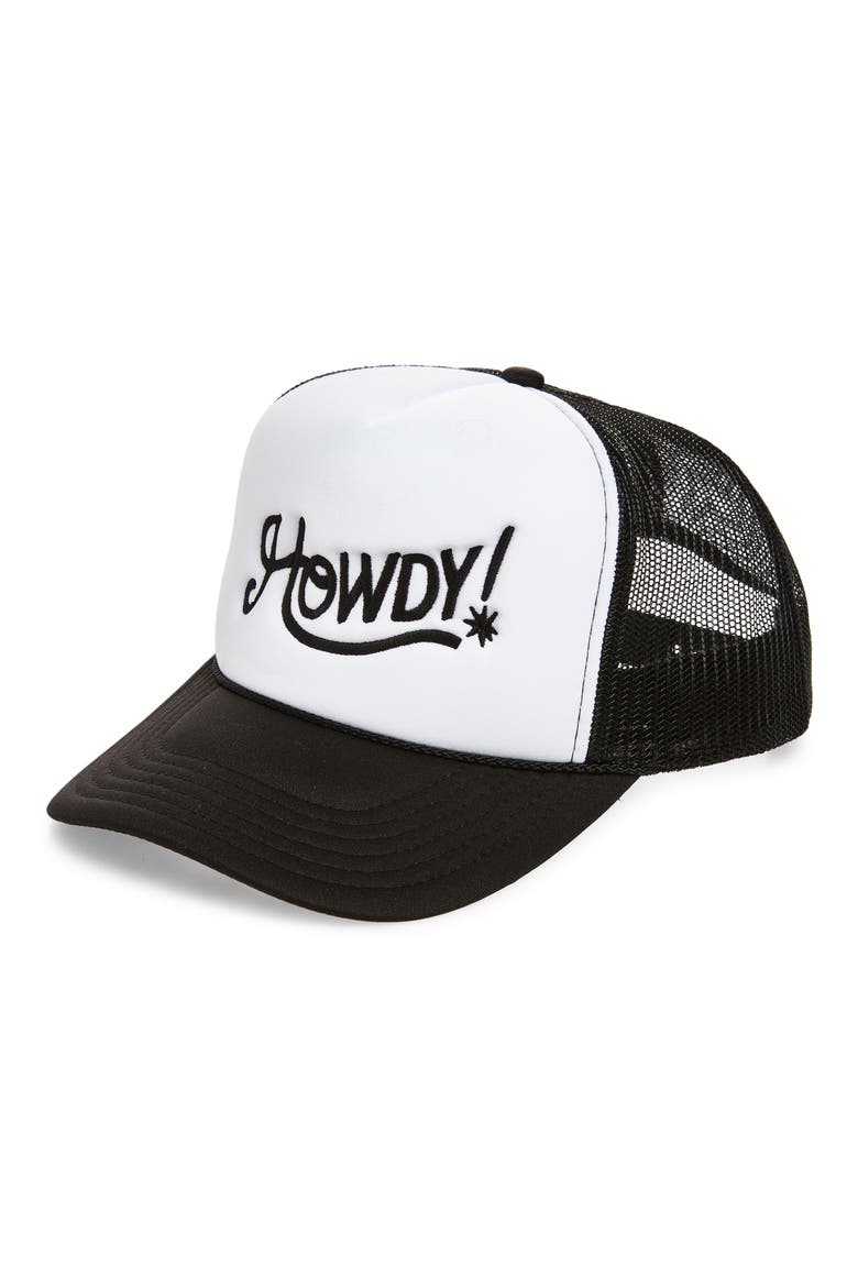Howdy Trucker Hat, Main, color, BLACK/ WHITE
