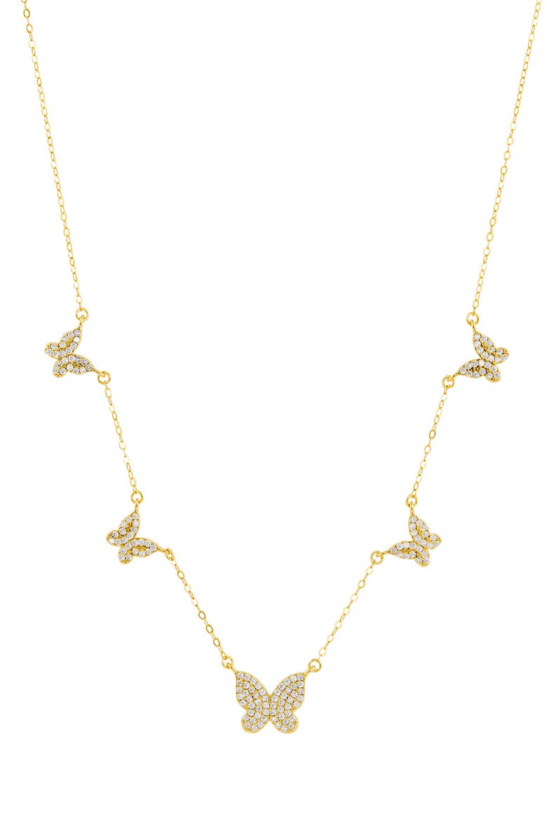 SAVVY CIE JEWELS Butterfly Pavé Necklace, Main, color, Yellow
