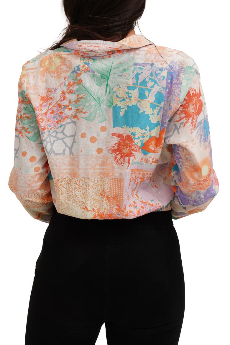 Long Sleeve Tie Front Button-Up Shirt, Alternate, color, JOSIE