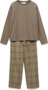 MANGO Check Cotton Flannel Pajamas