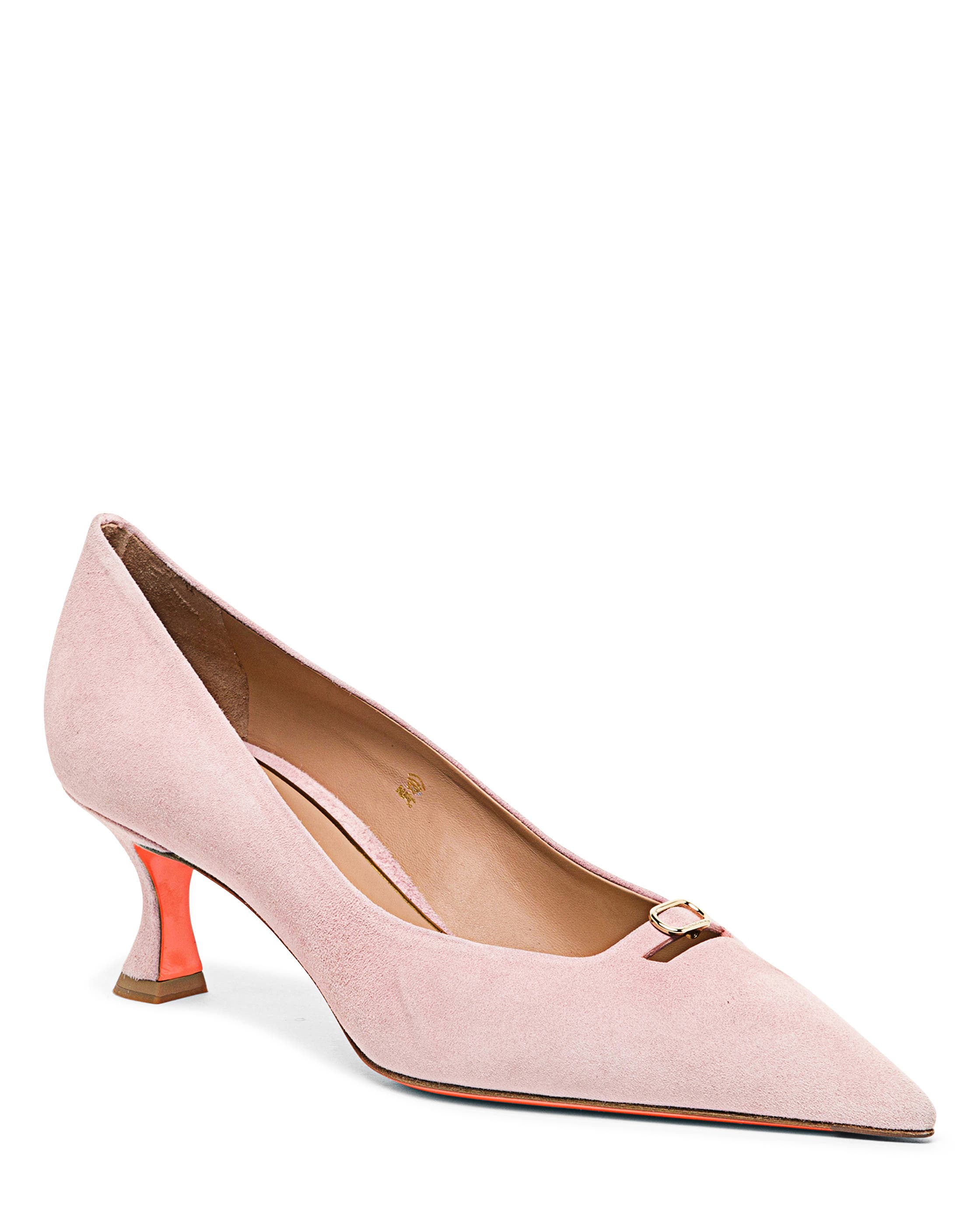 Santoni Women's Suede Mid-Heel Pump, Alternate, color, Pink