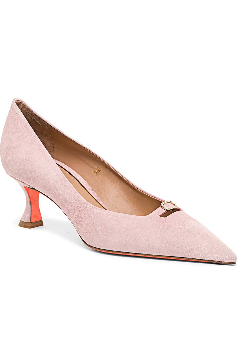 Santoni Women's Suede Mid-Heel Pump, Alternate, color, Pink