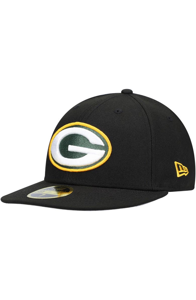 New Era Men's New Era Black Green Bay Packers Omaha Low Profile 59FIFTY Fitted Hat, Main, color,
