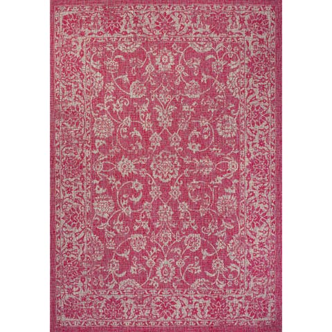 Tela Bohemian Textured Weave Floral Indoor/Outdoor Area Rug