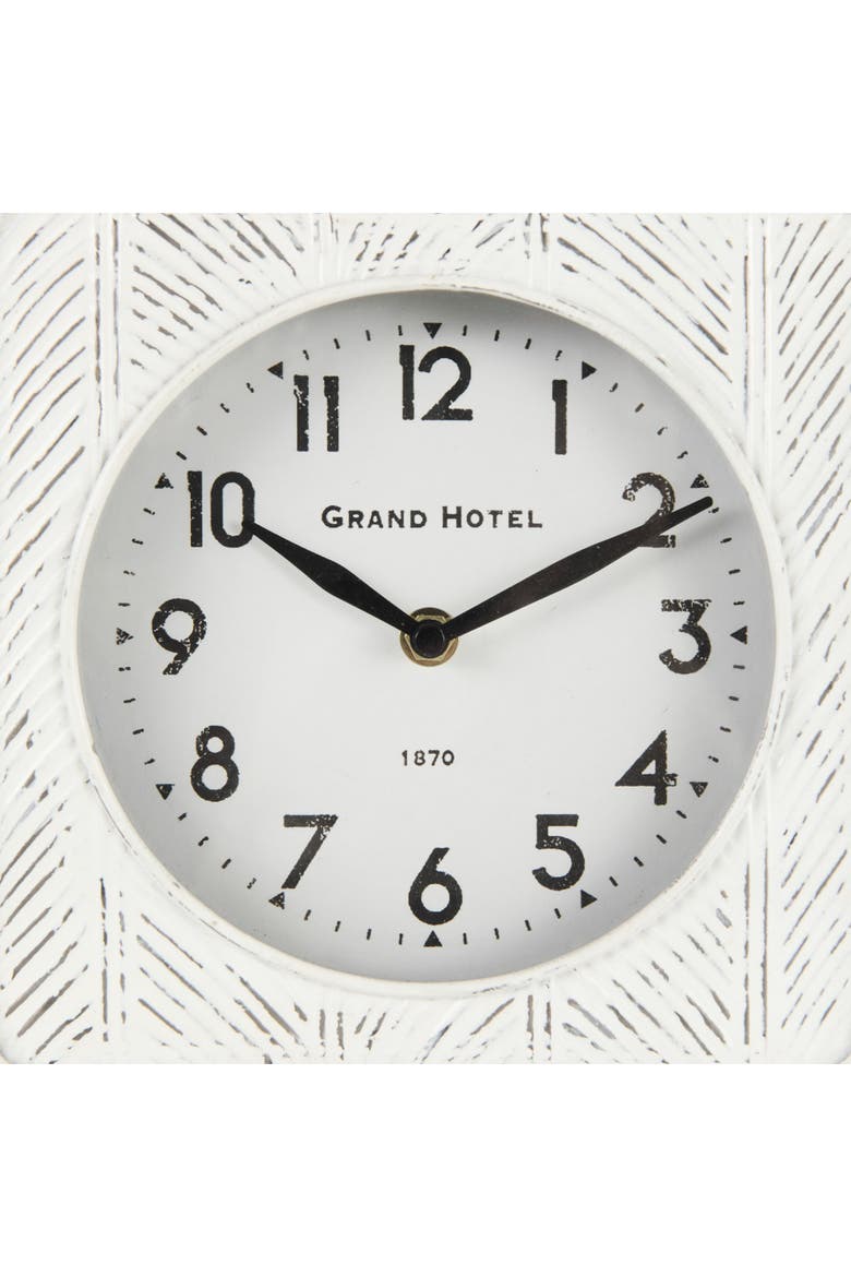 Karl Rustic Iron Rounded Square Table Clock, Alternate, color, White