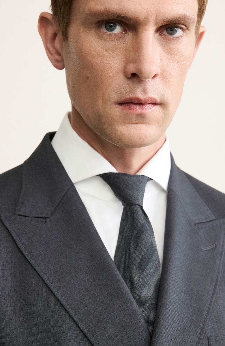 MANGO Double Breasted Wool Jacket, Alternate, color, Dark Heather Grey