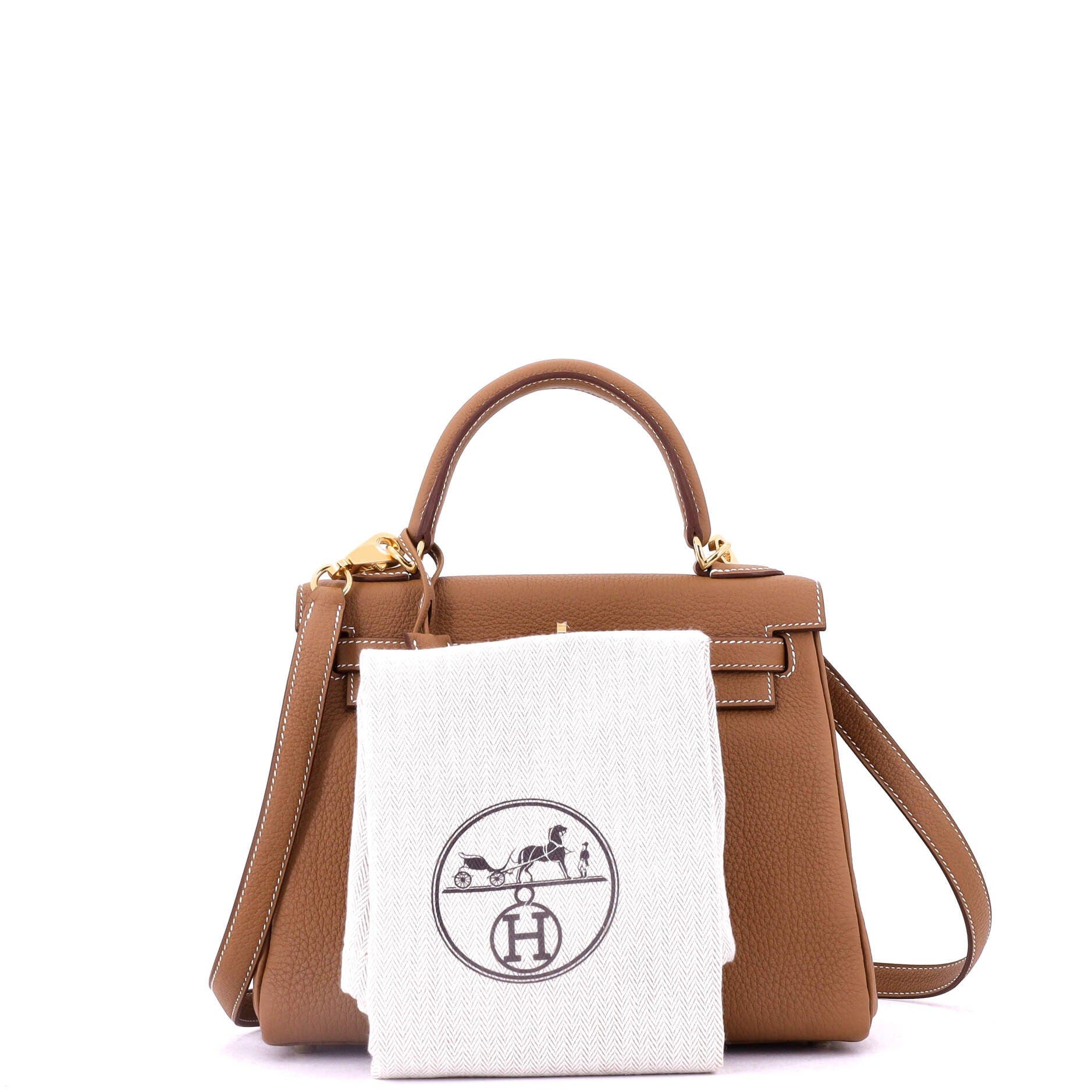 Pre-Owned Hermes Kelly Handbag Brown Togo with Gold Hardware 25, Alternate, color, Gold