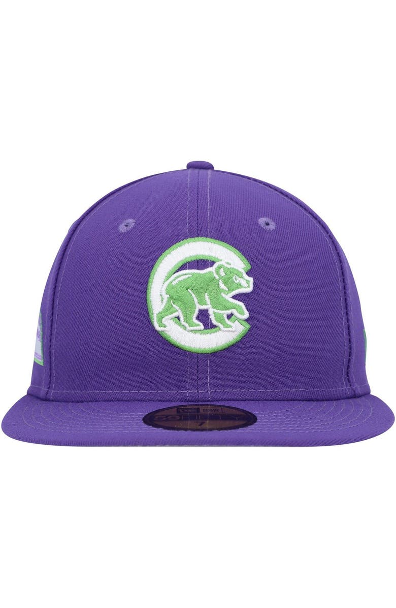 New Era Men's New Era Purple Chicago Cubs Lime Side Patch 59FIFTY Fitted Hat, Alternate, color, Purple
