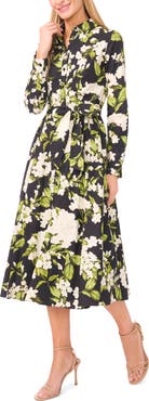 Ted Baker Anna Pleated Long Sleeve Cotton Midi Shirtdress