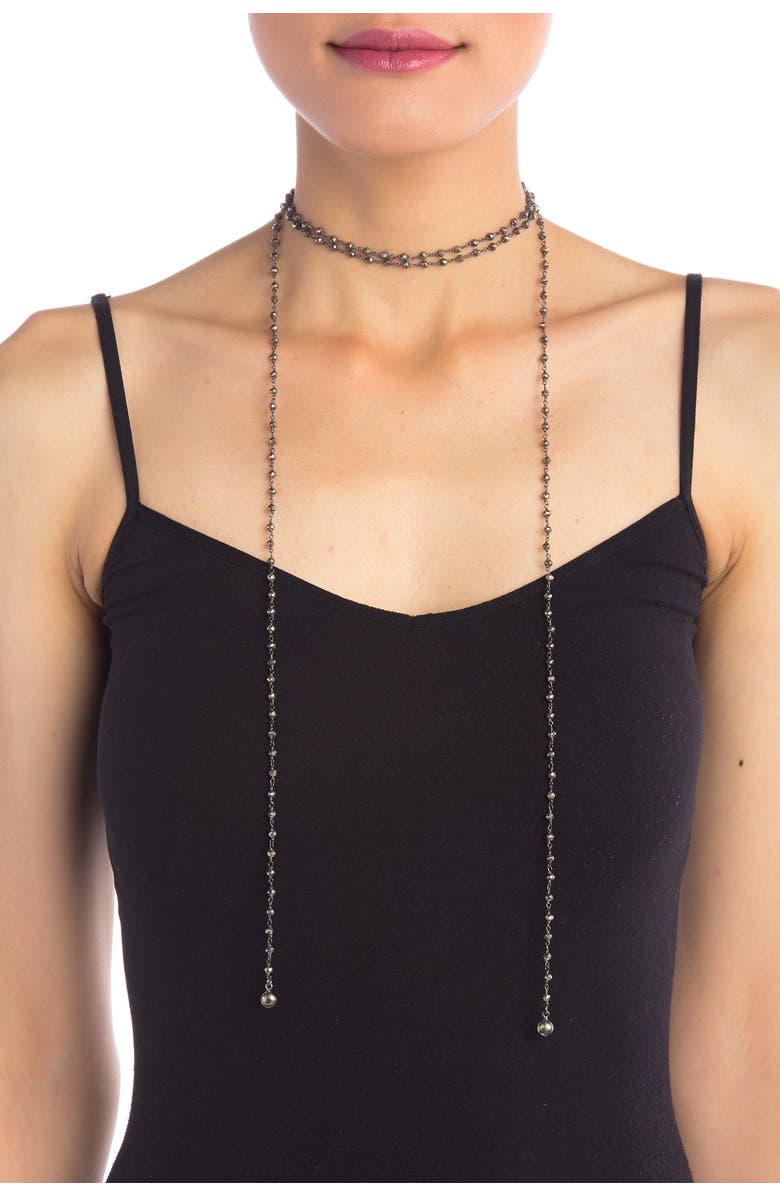 Adornia Open Wrap Rosary Bead Necklace, Main, color, 