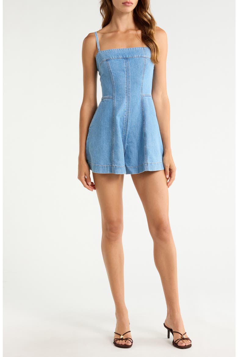 denim romper dress women Small Medium Light Dylan Cuffed Denim Romper