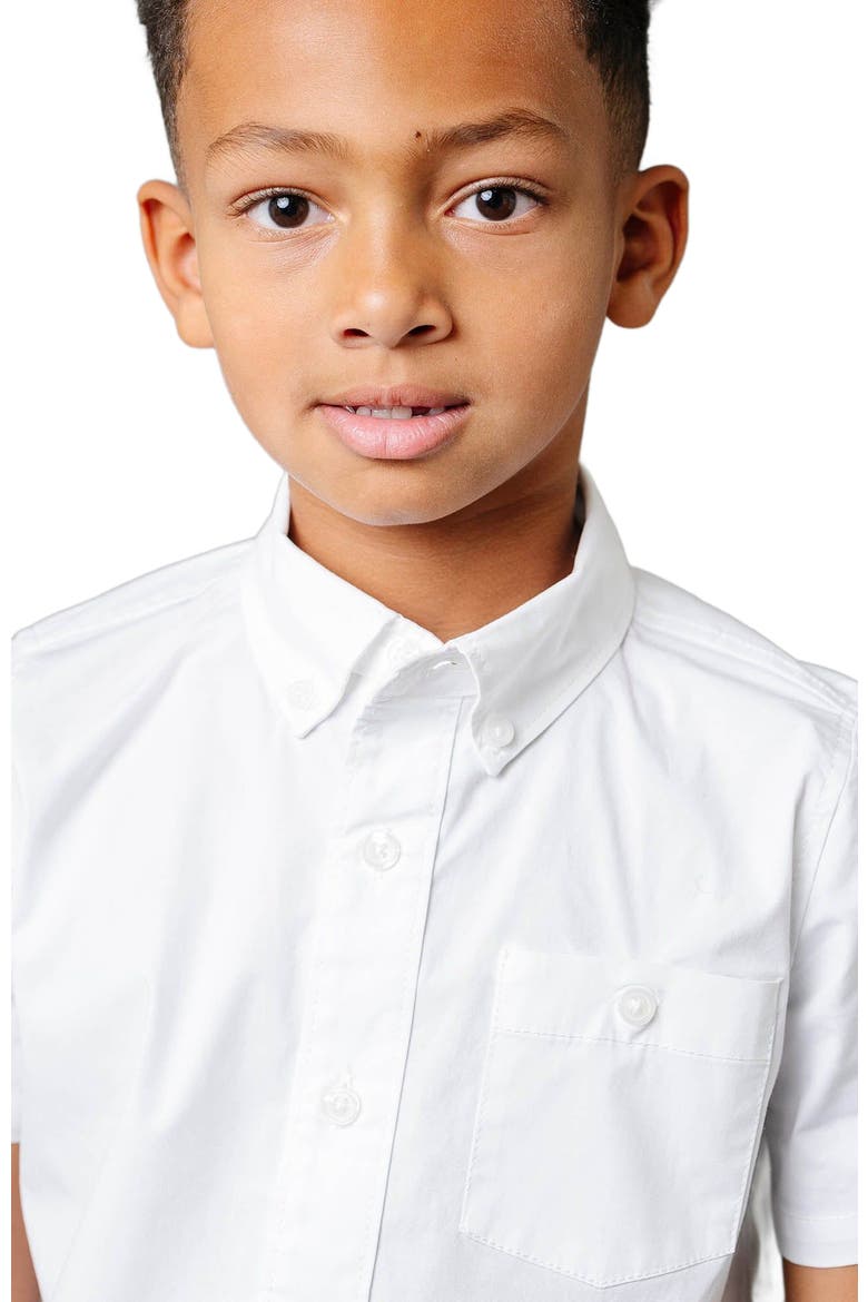 Boys' Organic Stretch Poplin Short Sleeve Shirt, Kids, Alternate, color, White Short Sleeve