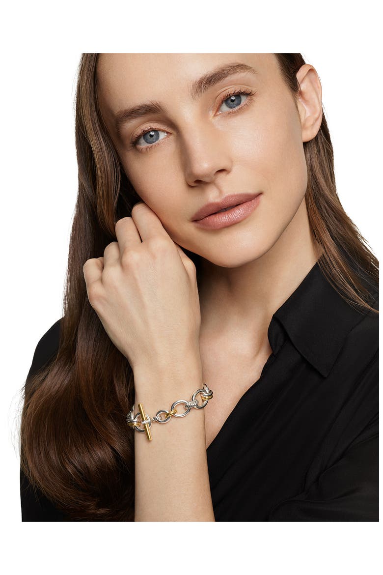 Mercer® Chain Bracelet in Sterling Silver with 18K Yellow Gold & Diamonds, 8mm, Alternate, color, DIAMOND/ TWO TONE