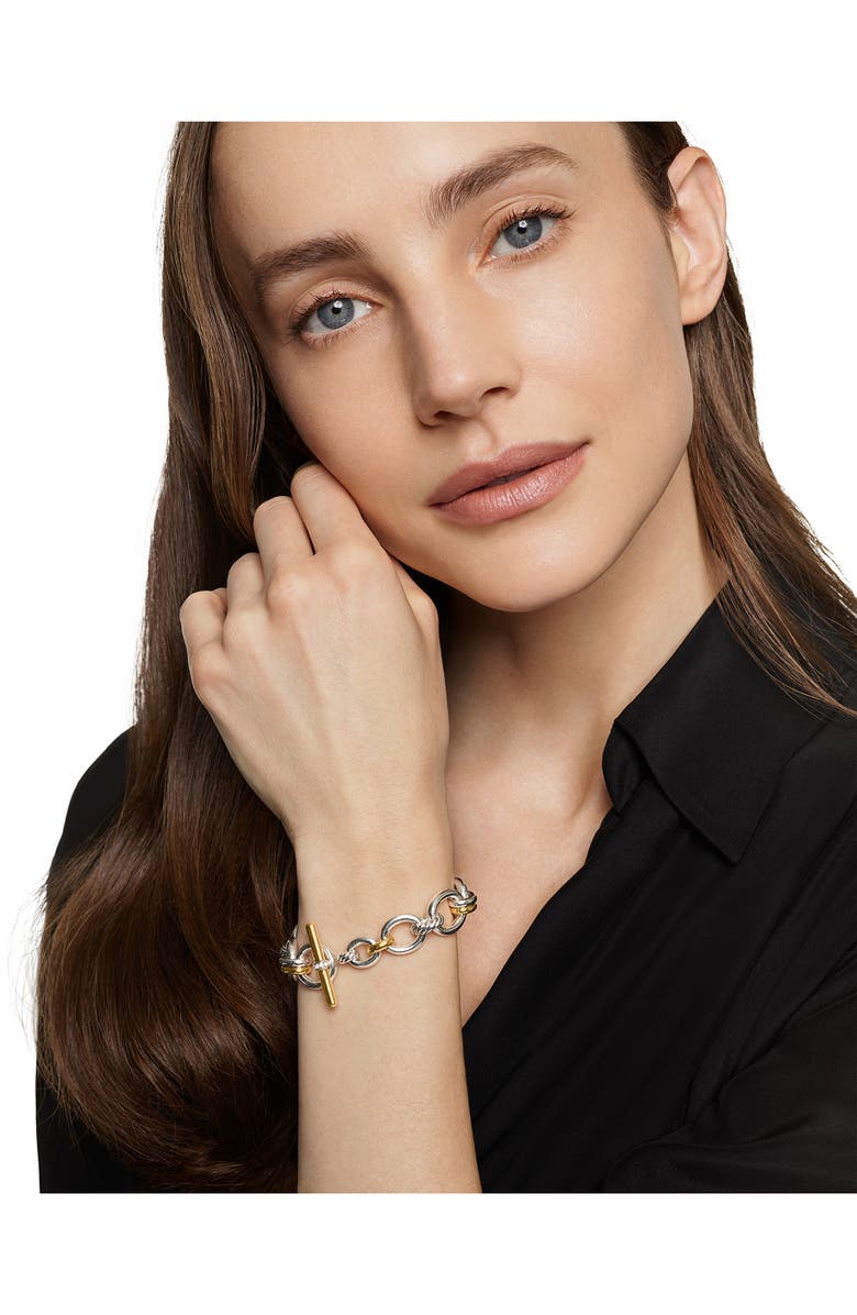 David Yurman Mercer<sup>®</sup> Chain Bracelet in Sterling Silver with 18K Yellow Gold & Diamonds, 8mm, Alternate, color, Diamond/ Two Tone