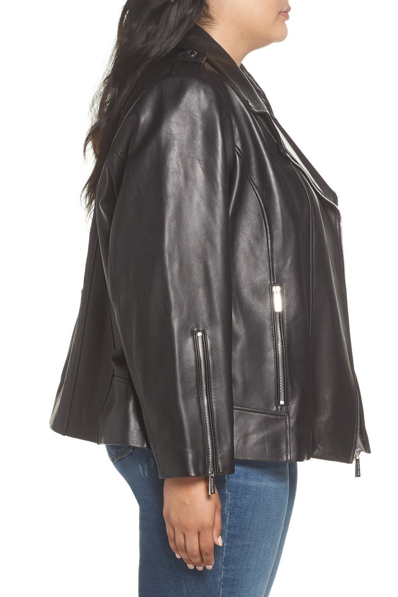 Classic Leather Moto Jacket, Alternate, color, BLACK