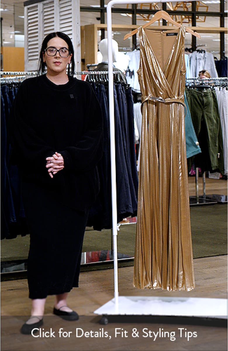 Pleated Metallic Chiffon Gown, sales video thumbnail