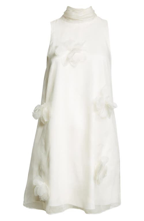 Shop Cinq À Sept Sylvia Floral Appliqué Silk Chiffon Minidress In Ivory