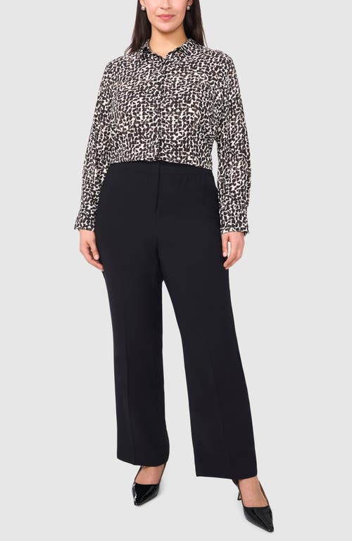 Halogenr Halogen(r) Print Button-up Shirt In Rich Black