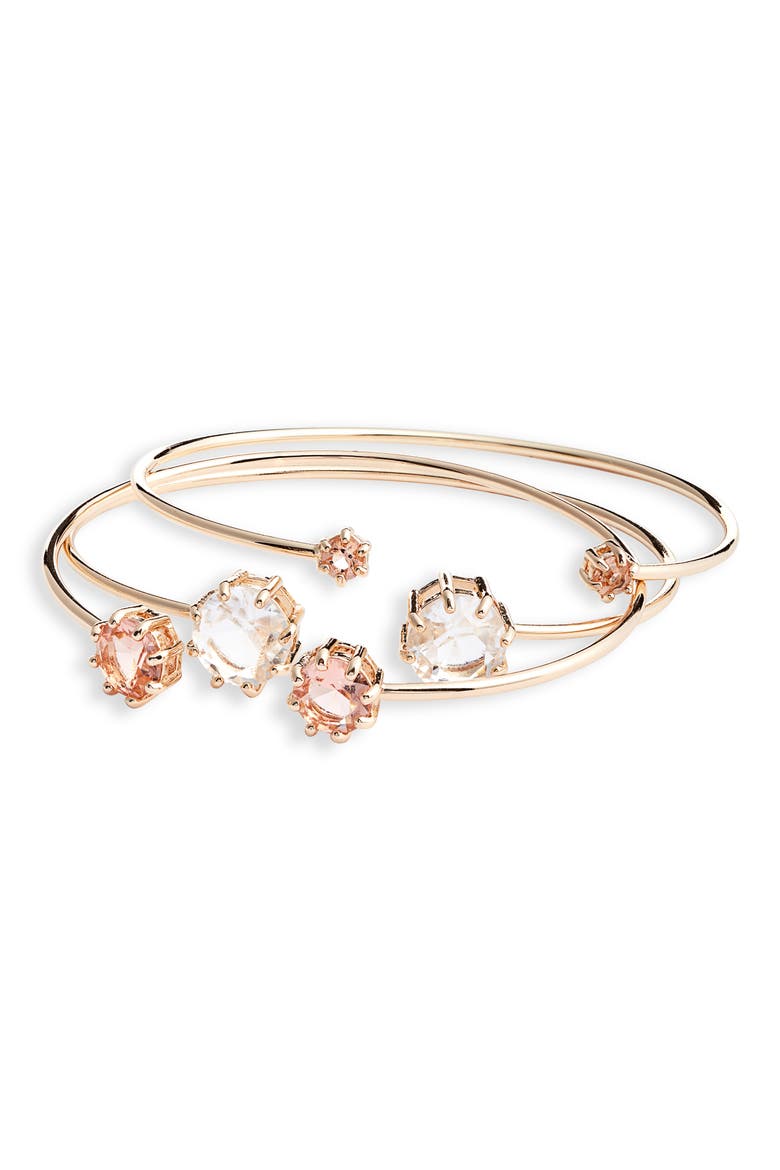 Set of 3 Crystal Bangles, Main, color, CLEAR- BLUSH- GOLD