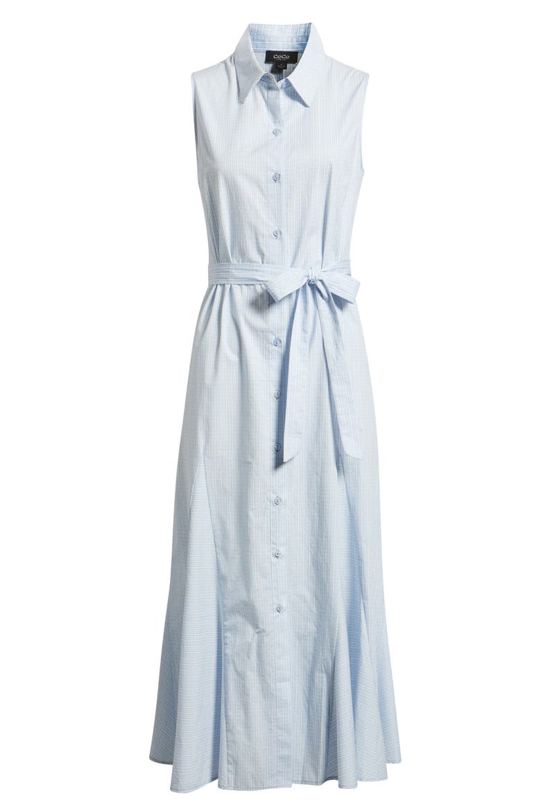 Pinstripe Button-Up Midi Shirtdress, Alternate, color, ARTESIAN BLU