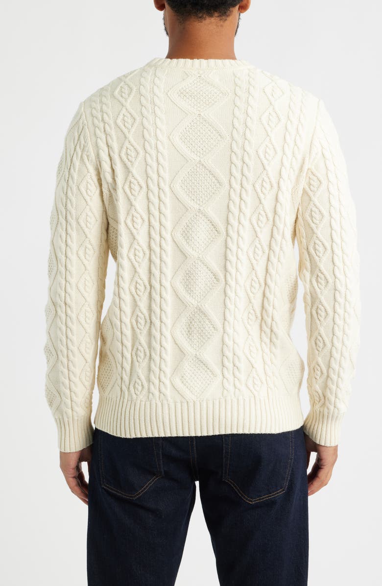 James Campbell Glencoe Cable Stitch Cotton & Wool Blend Sweater, Alternate, color, Ivory