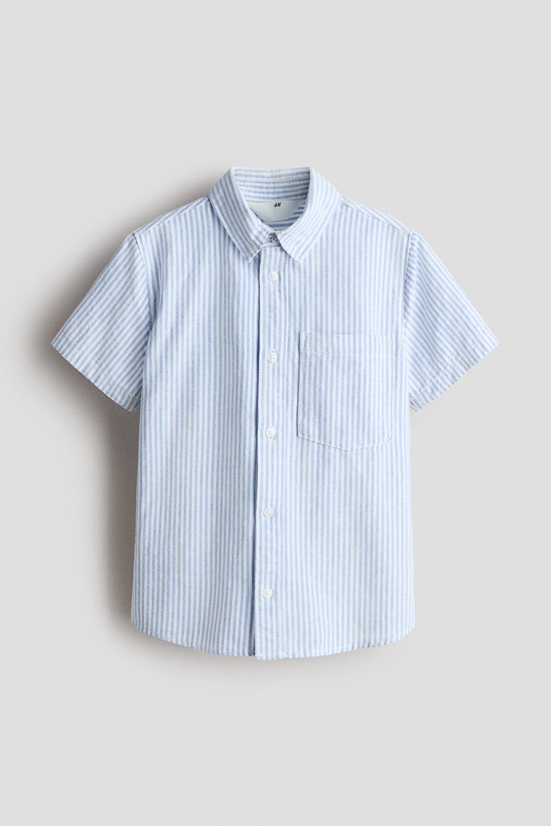 Short-sleeved Cotton Shirt, Main, color, Blue/white striped