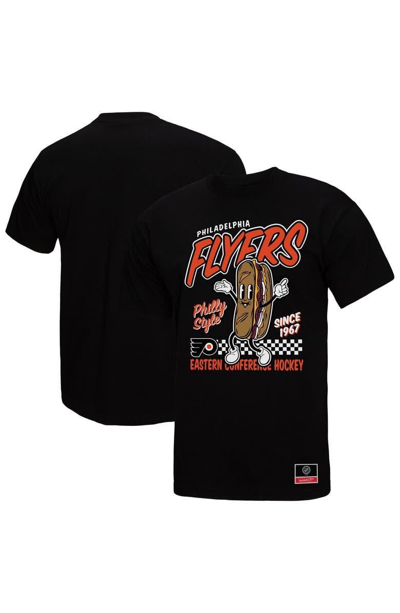 Mitchell & Ness Men's Mitchell & Ness Black Philadelphia Flyers Local Food T-Shirt, Main, color,