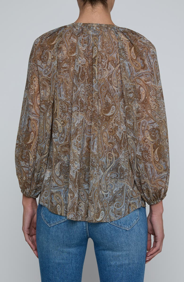 L'AGENCE Teagan Paisley Puff Sleeve Top, Alternate, color, Neutral/ Blue Ditsy Paisley