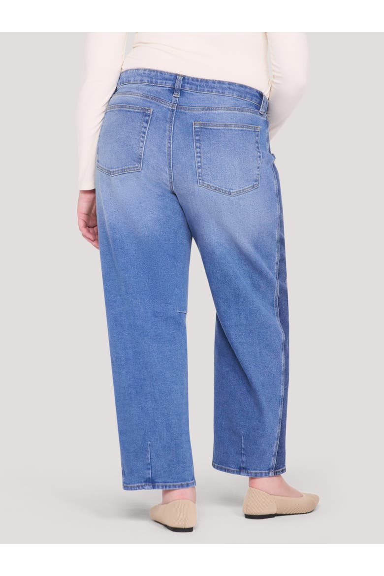 Under Belly Side Panel Barrel Leg Jean, Alternate, color, Medium Wash with Dark Panel