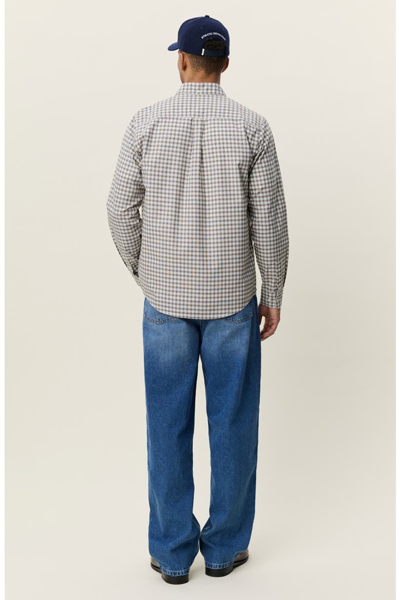 Check Long Sleeve Cotton Button-Down Shirt, Alternate, color, SHOPPING BAG BROWN