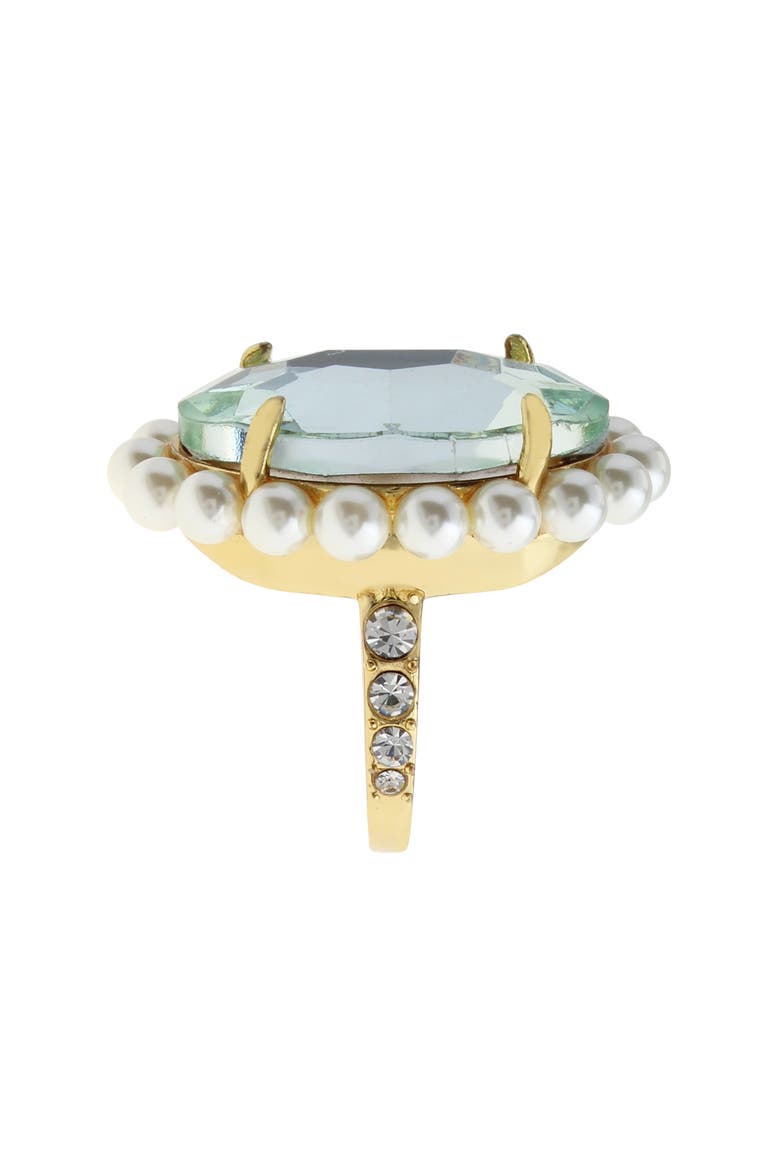 Oval Stone Faux Pearl Cocktail Ring, Alternate, color, LIGHT GREEN