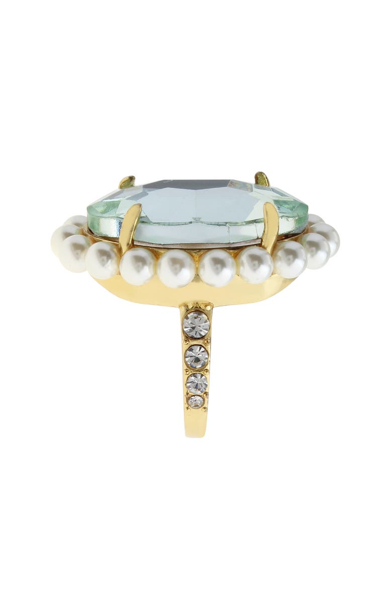 Kurt Geiger London Oval Stone Faux Pearl Cocktail Ring, Alternate, color, Light Green