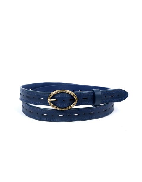 Vintage Genuine Leather Perforated Classic Detail Belt