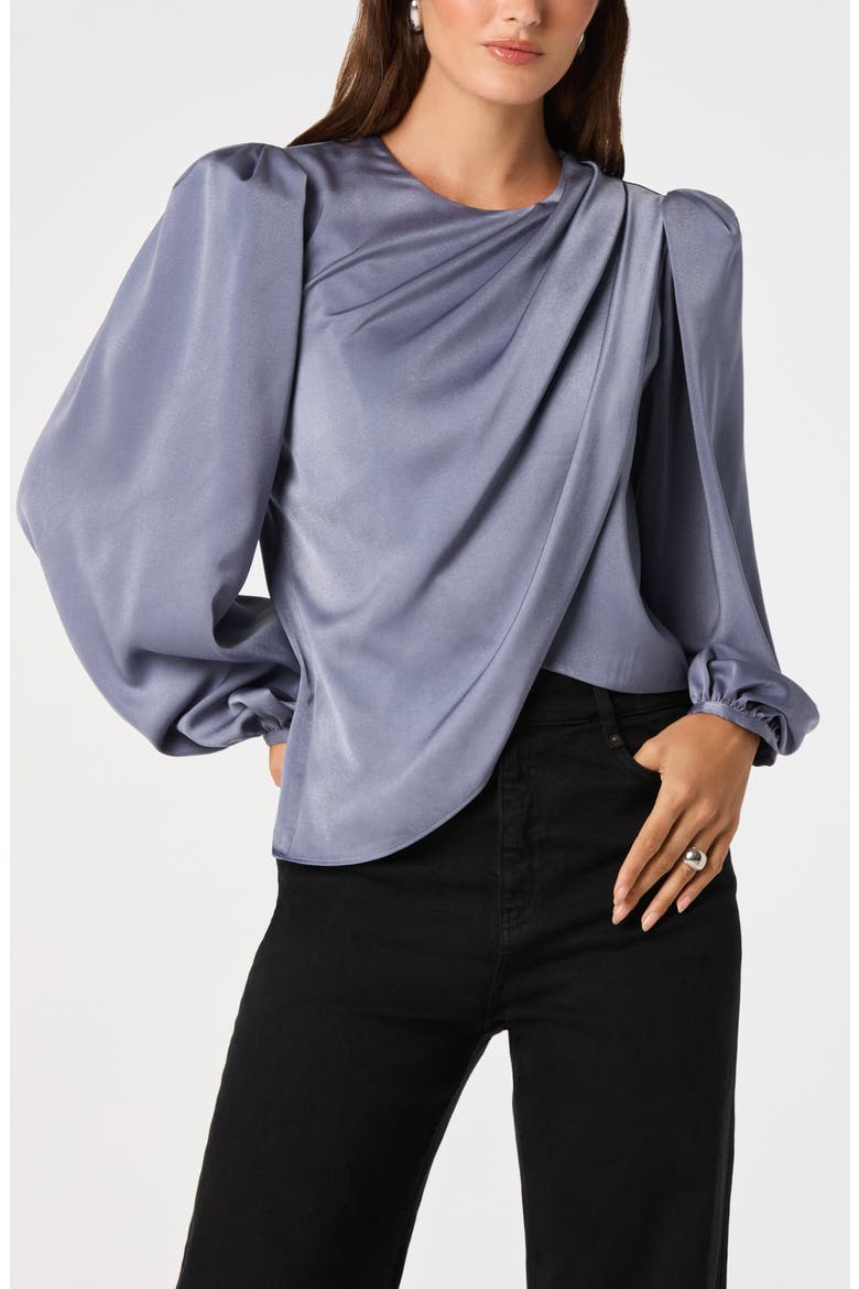 Beatrice Satin Drape Top, Alternate, color, SLATE BLUE