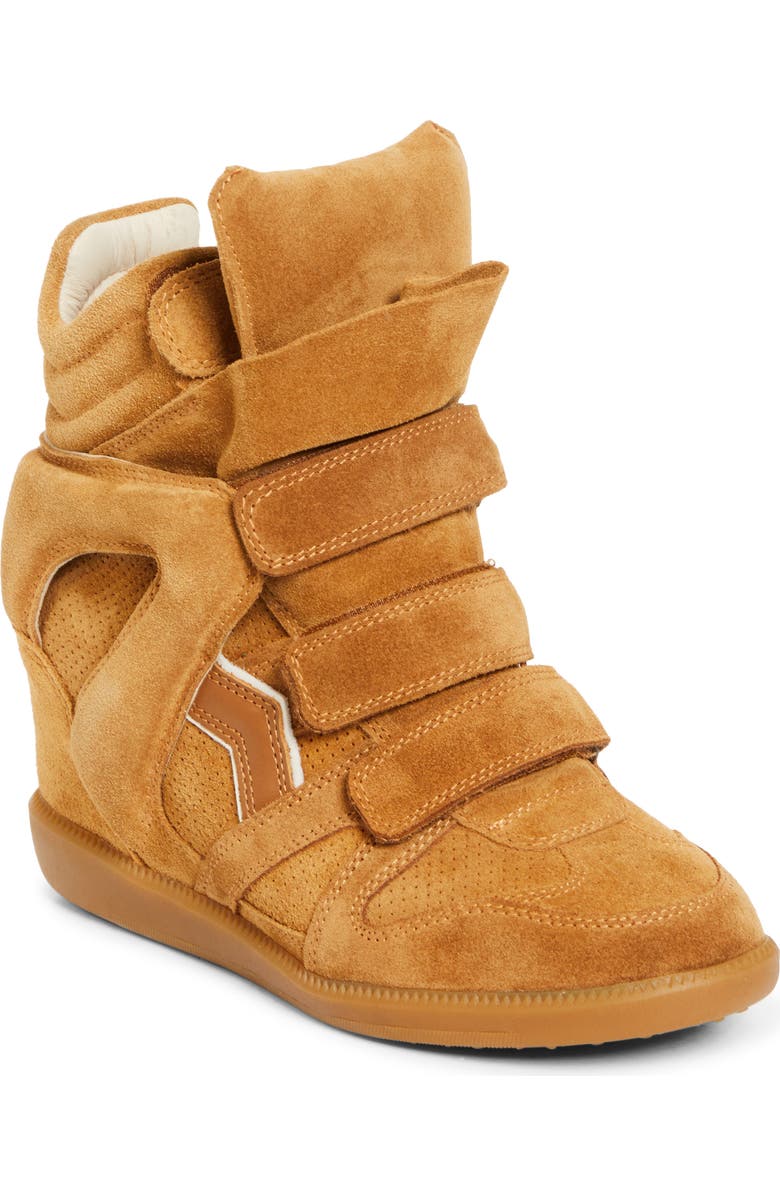 Isabel Marant Bekett Hidden Wedge High Top Sneaker, Main, color, Cognac