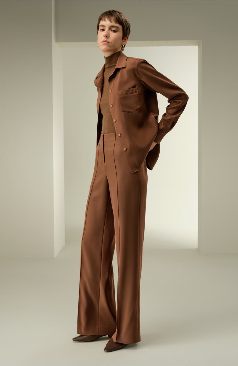 Lilysilk Basic Silk Spread Collar Shirt, Alternate, color, Espresso