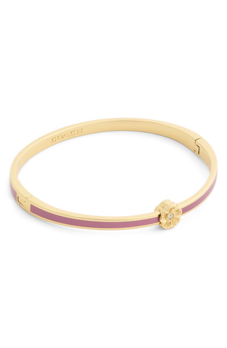 COACH Tea Rose Enamel Thin Hinged Bracelet, Alternate, color, Pink/ Gold
