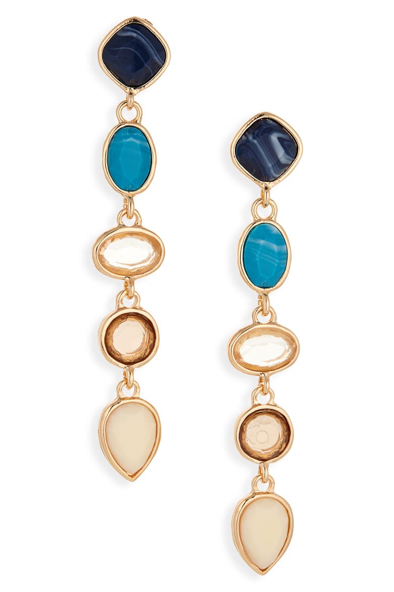 Stone Drop Earrings, Main, color, BLUE MULTI