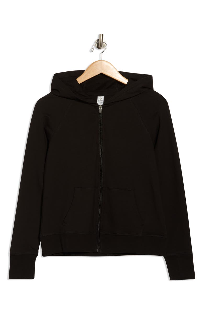 90 DEGREE BY REFLEX Everyday French Terry Full Zip Hoodie, Alternate, color, Black